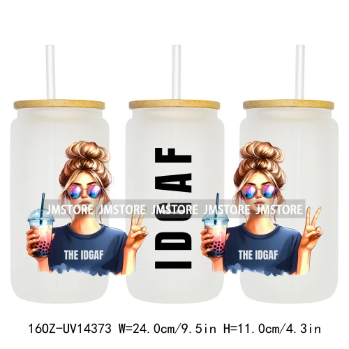Fashion Girls Coffee Lover UV DTF Wraps Transfer Sticker Selfadhesive Waterproof High Quality For 16OZ Libbey Glass Can Tumbler