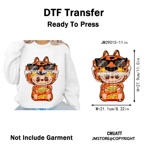 New Cartoon Doll Character With Mexican Food Iron on DTF Washable Heat Transfers Stickers Ready to Press for Textile Bags