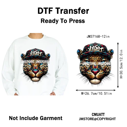 12in Colorful Gangster Urban Hip Hop Music Panda Dog Animal Lover Iron on DTF Heat Transfer Stickers Ready to Press for Clothing