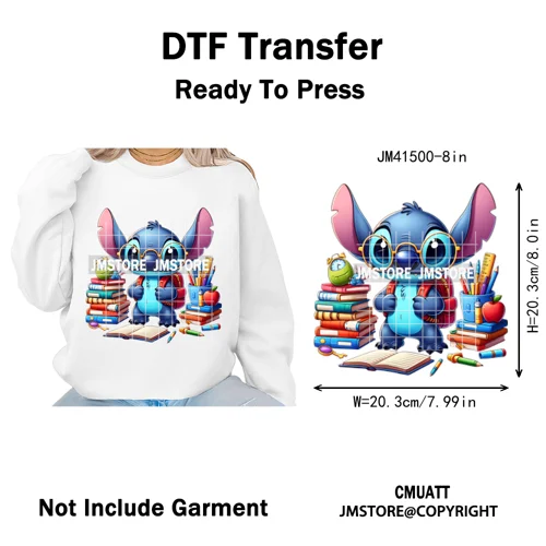 Cartoon Movie Friends Princess Back to School Teacher Learn Iron on DTF Washable Transfer Sticker Ready to Press for Kid Hoodies