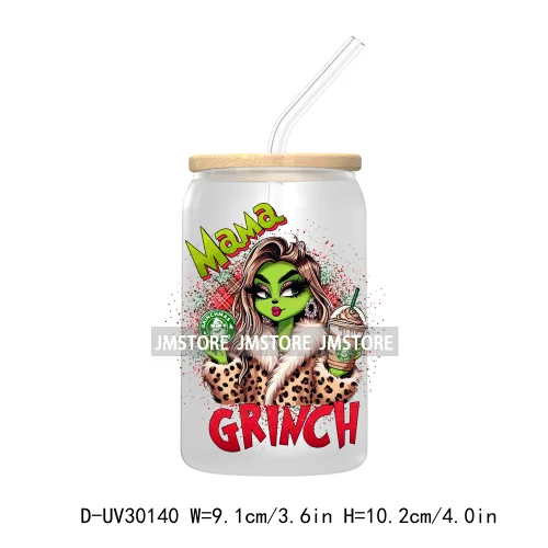 Leopard Green Mean Girl Chibi Lady Bougie Christmas UV DTF Transfer Stickers Decals For Libbey Cold Cups Mugs Tumbler Waterproof