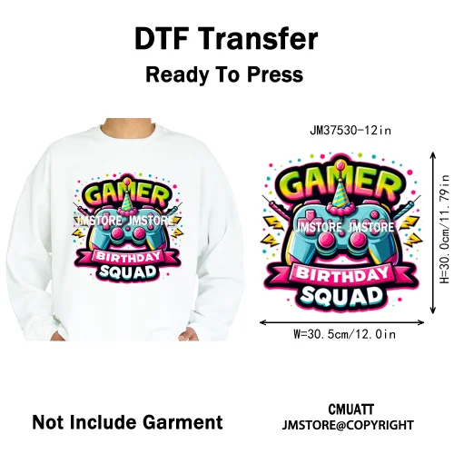 12in Game Zone Time Girl Gamer Squad Hustler Graffiti Game On Over Iron on DTF Transfers Stickers Ready to Press for Hoodies