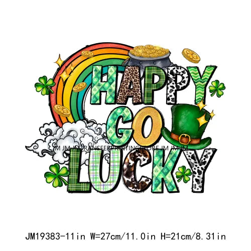 Cheers Lucky Beer Crush Shamrocks Dog Mom Dental Squad Howdy Lucky Irish Day St Patrick's DTF Transfer Stickers Decals For Shirt