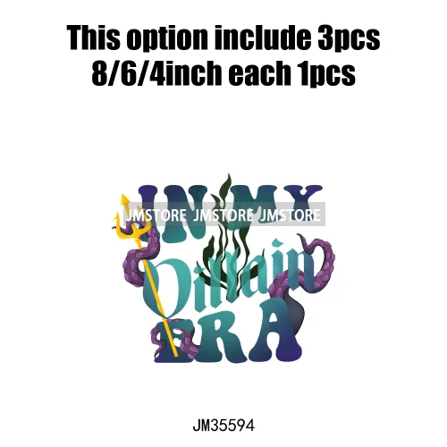 Colorful In My Era Wicked Cartoon Princess Evil Queen Washable Iron on DTF Transfers Stickers Diy Ready to Press for Sweatshirts