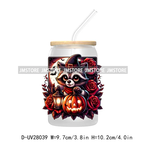 Cartoon Halloween Highland Cow UV DTF Transfer Stickers Decals For Libbey Cold Cups Mug Tumbler High Quality Labels Spooky Skull