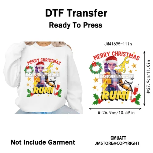 Merry Christmas Kpop Music Band Group Character Xmas Festive Love Iron on DTF Transfers Stickers Ready to Press for Clothes Bags