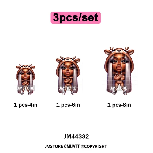 Christmas Stank Face Black Woman Attitude Moody Queen Iron on Washable DTF Heat Transfers Stickers Ready to Press for Clothing