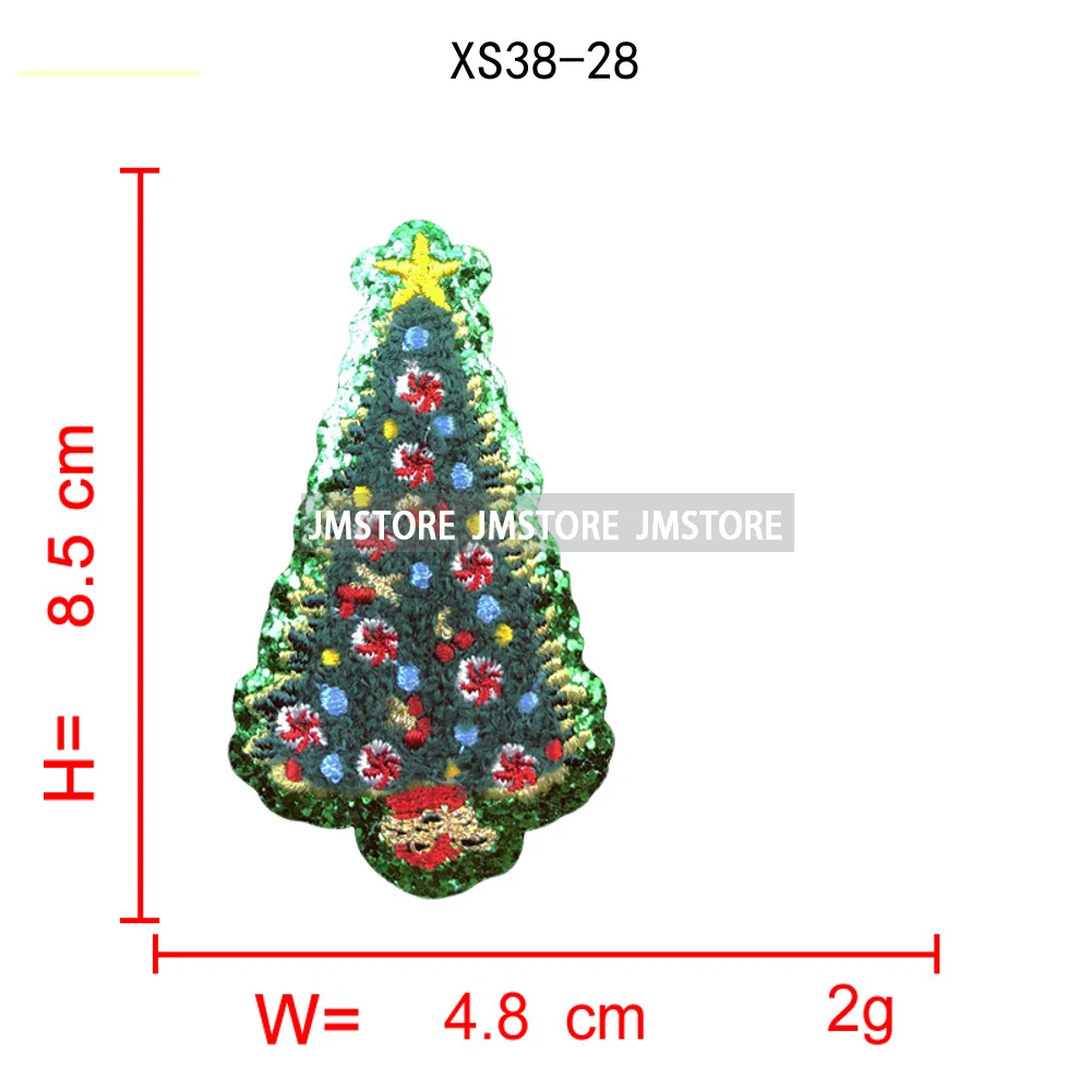 Colorful Star Lights Christmas Tree Sweet Xmas Holiday Glitter Applique Iron on Embroidered Chenille Patches for Hoodies Hats