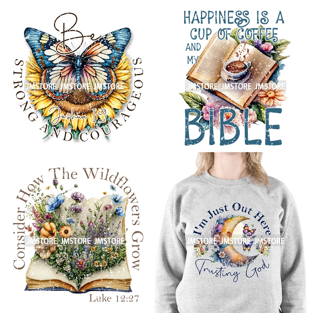 Floral Religious Sayings God Bible Verse Blessed Faith Inspirational Iron On DTF Transfers Stickers Ready To Press For Hoodies