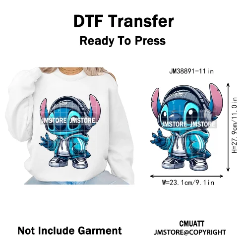 Urban Cartoon Character Streetwear Thermal Printing Iron on DTF Washable Transfers Stickers Ready to Press for Clothing Bags