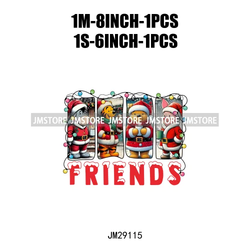 Cartoon Animal Character Merry Christmas Holiday Season Iron On DTF Transfer Stickers Logos Ready To Press For Hoodies
