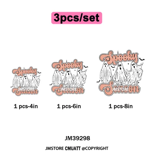 Ghost Spooky Mama Season Trick or Treat Coquette Bow Halloween Iron on DTF Washable Transfer Sticker Ready to Press for Clothing