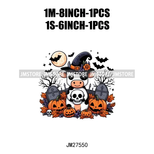 Ghost Highland Cows Western Pumpkin Skeleton Fall Dead Rip Coffin Cross Halloween DTF Iron On Transfers Stickers For Sweatshirt