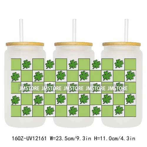 Coquette St Patrick's Day Lucky Shamrock 16OZ UV Cup Wrap DTF Transfer Stickers For Libbey Glass Can Cups Tumbler Custom Prints