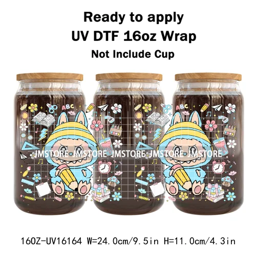Colorful Cartoon Monster Dolls Princess UV DTF Stickers Ready To Transfer Cup Wrap Custom Labels For Libbey Can Glass Tumbler