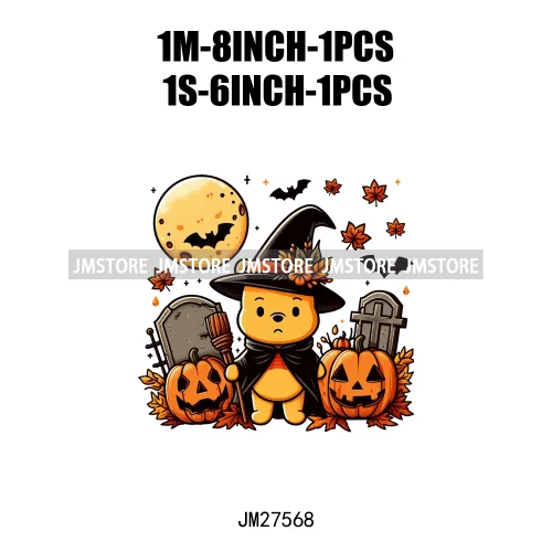 Cartoon Halloween Spooky Season Pumpkin Rip Gravestone Skull DTF Iron On Transfers Stickers Printing Ready To Press For Clothing