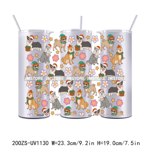 Christmas Gingerbread Reindeer 20OZ Tumbler Wraps Ready To Ship UV DTF Transfer Stickers Waterproof Prints For Skinny Tumbler