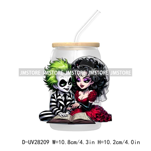 Cartoon Princess Couple Halloween Double Trouble UV DTF Transfer Stickers Decals For Libbey Cold Cup Mug Tumbler Waterproof Logo