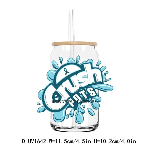 Crush Cancer Ribbon Awareness UV DTF Transfers Stickers Decals For Libbey Cold Cups Mugs Tumbler Waterproof DIY Craft