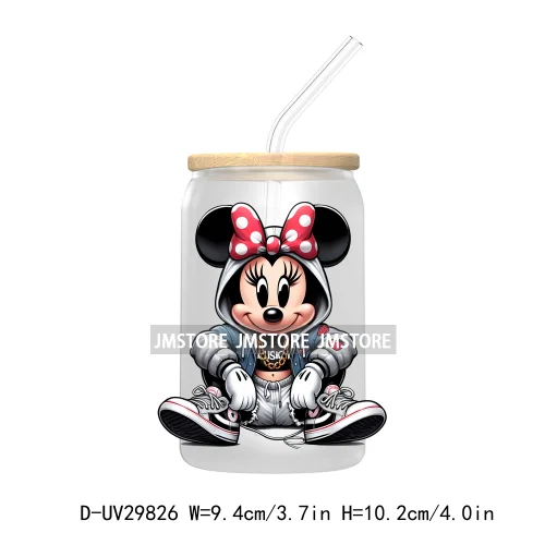 New Trendy Cartoon Mouse Couple Watercolor UV DTF Transfer Sticker Decals For Libbey Cold Cups Mugs Tumbler Animal Kingdom Vibes