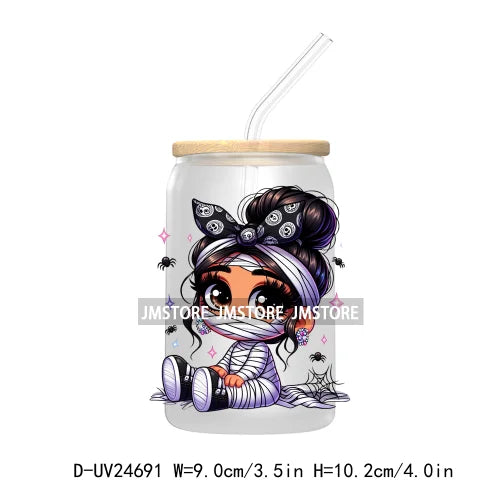 Halloween Latina Princess UV DTF Transfer Stickers Decals For Libbey Cold Cups Mugs Tumbler Custom Waterproof DIY Labels Pumpkin