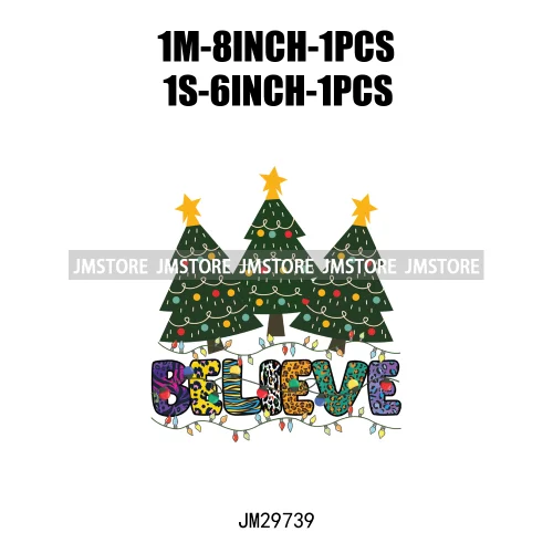 Small Town Fram Fresh Tree Christmas Merry Vibes Ho Ho Ho Santa Deer Iron On DTF Transfers Stickers Ready To Press For Hoodies