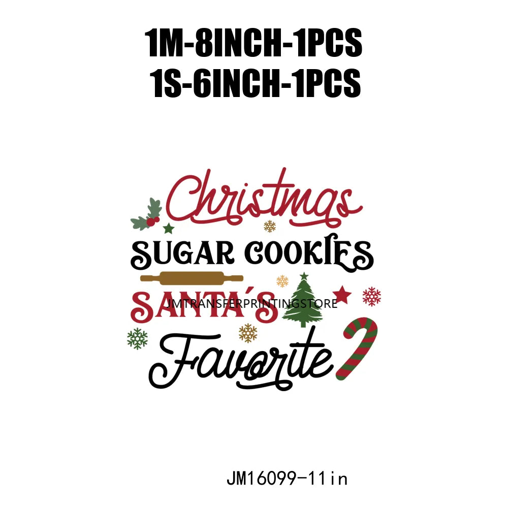 Custom Gingerbread Bakery Holly Jolly Vibes Merry Cookie Christmas Baking Crew Santa's Cookies DTF Transfer Decals For T-Shirt