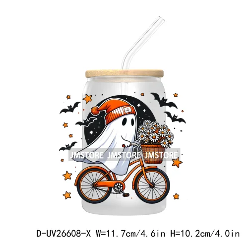 Cute Ghost Spooky Halloween UV DTF Transfer Stickers Decals For Libbey Cold Cups Mugs Tumbler Waterproof DIY Custom Logo Labels