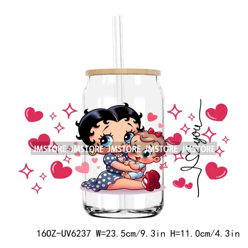 Cartoon Princess Coffee UV DTF Sticker For 16OZ Libbey Glass Cup Can Wrap Transfer Sticker Custom Print DIY Logo Magical Kingdom