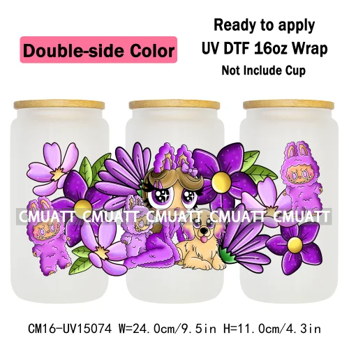 Double Sided Color UV DTF Cup Wraps 16OZ Wholesale Custom Bulk Waterproof Cartoon Cute Monster Coquette Bow DIY Craft Mug Glass