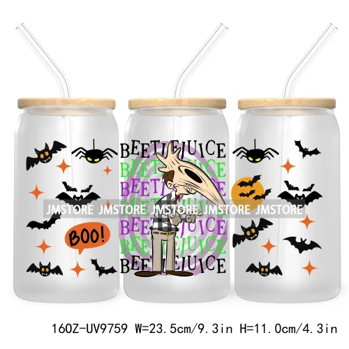 Halloween Double Trouble UV DTF Sticker For 16OZ Libbey Glass Cup Can Wrap Horror Princess Transfer Printing Custom Labels Logo