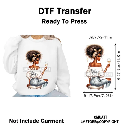 Fashion Afro Girls Pray Christian Black Boss Lady Printing Iron on DTF Washable Transfers Stickers Ready to Press for Clothes