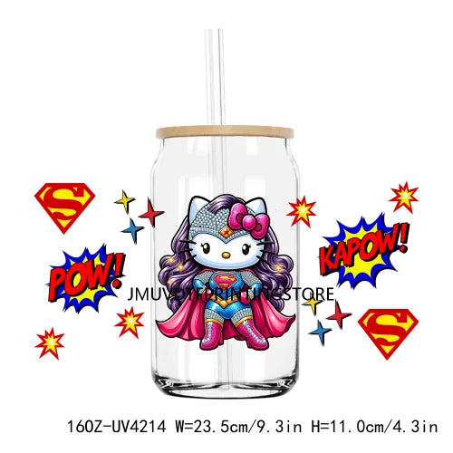 Cute Mexican Cartoon Cat With Flowers UV DTF Sticker For 16OZ Libbey Glass Cup Can Wrap Transfer Sticker Custom Labels DIY Logo