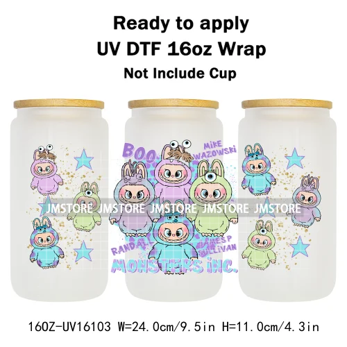 Funny Cartoon Monster Characters Ice Cream UV DTF Stickers Ready To Apply Cup Wrap Custom Prints DIY Craft For Libbey Glass Can
