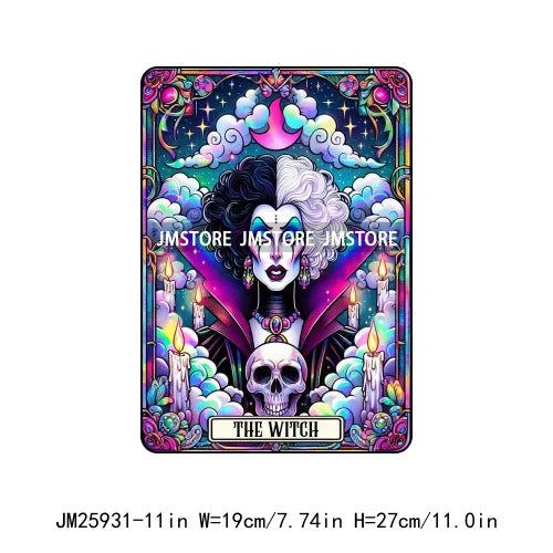 Custom Horror Halloween Emperor Empress Witch Skull Tarot Card Decals DTF Iron On Transfers Stickers Ready To Press For Clothing