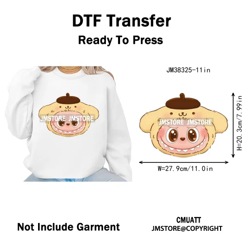 New Cartoon Costume Monster Dolls Lover DTF Printing Decals Iron on Washable Transfers Stickers Ready to Press for T-shirts