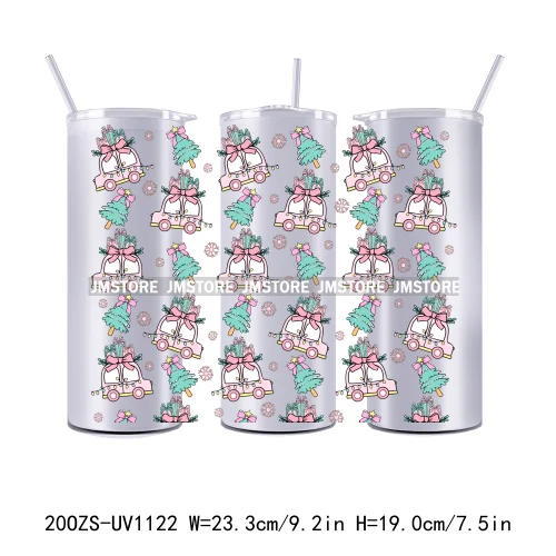Christmas Gingerbread Reindeer 20OZ Tumbler Wraps Ready To Ship UV DTF Transfer Stickers Waterproof Prints For Skinny Tumbler