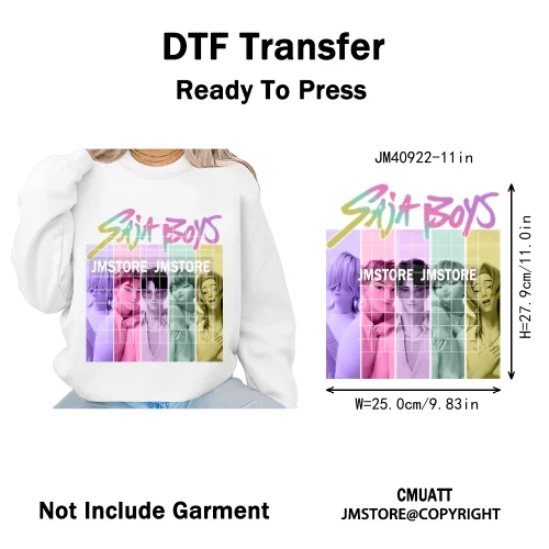 Music Kpop Group Lover Anime Fans Boys Girls Hunters Inspired Iron on DTF Washable Transfers Sticker Ready to Press for Clothing