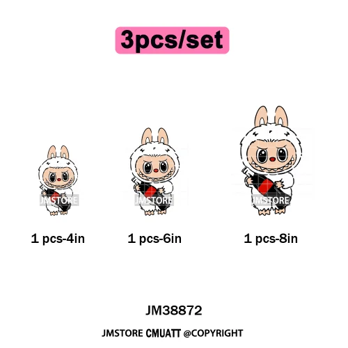 Coquette Bow Monster Doll Drinking Soda Bottle Thermal Printing Iron on DTF Washable Transfer Sticker Ready to Press for Clothes