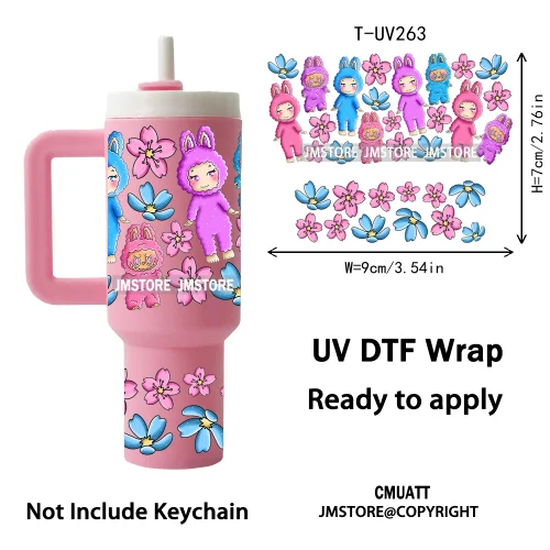 Lovely Cartoon Monsters Princess UV DTF Custom Print Ready To Apply Transfer Stickers Waterproof Wraps For Mini Tumbler Keychain