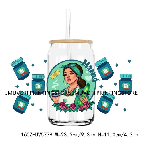 Chingona Chicana Mom 16OZ UV DTF Cup Wrap Transfer Stickers Chibi Mama Custom Label Durable Waterproof Logo For Libbey Glass Can