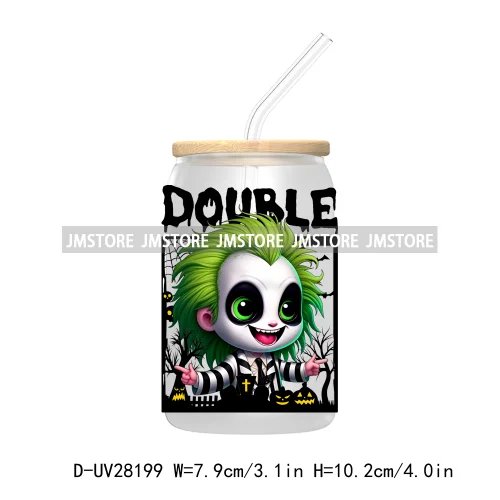 Cartoon Princess Couple Halloween Double Trouble UV DTF Transfer Stickers Decals For Libbey Cold Cup Mug Tumbler Waterproof Logo