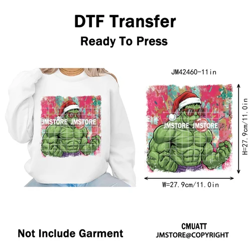 Funny Brushstroke Bubble Cartoon Christmas Killer Movie Xmas Iron on DTF Washable Transfers Stickers Ready to Press for Textiles