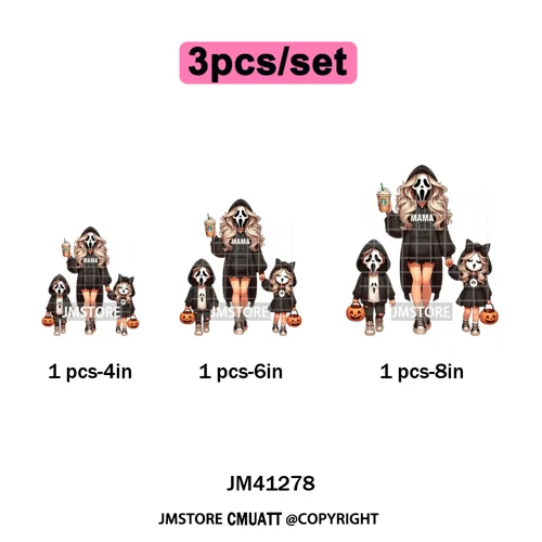 Spooky Halloween Scary Ghost Pumpkin Mama Kids Family Love Iron on Washable DTF Transfers Stickers Ready to Press for Textile
