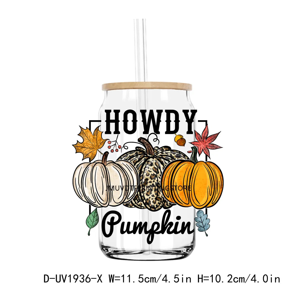 Pumpkin Spice Season Fall Halloween UV DTF Transfers Stickers Decals For Libbey Cold Cups Mugs Tumbler Waterproof DIY Craft