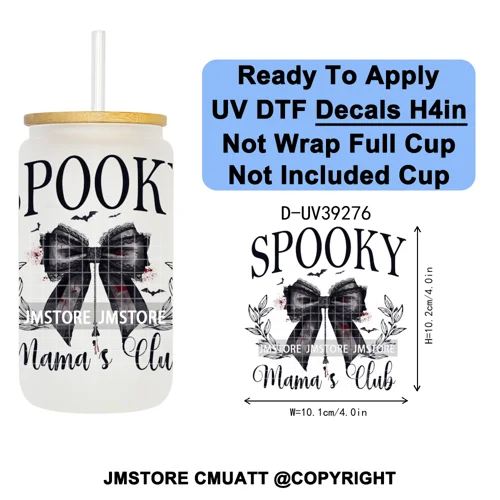 Retro Spooky Season Halloween Ghost Boo Gift UV DTF Transfer Stickers Decals Ready To Apply Waterproof For 16OZ Libbey Glass Can