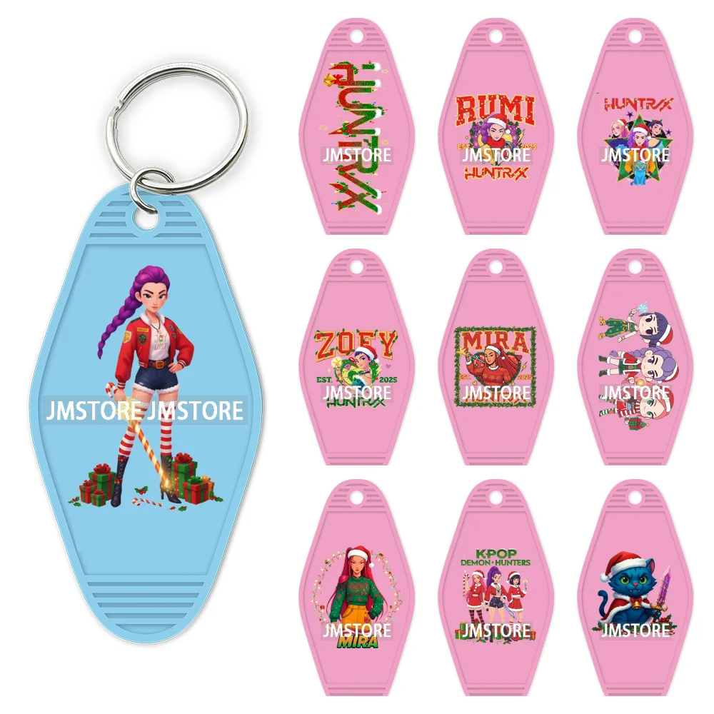 Christmas Kpop Team Demon Hunters Movie UV DTF Keychain Decals Ready To Apply Waterproof Durable Wraps For Hotel Motel Keychain