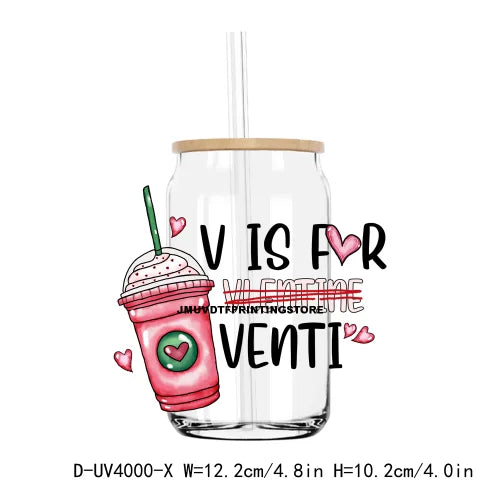 Love Is All You Need 16OZ UV DTF Cup Wrap Transfer Sticker Valentine's Day Custom Label DIY Waterproof Logo For Libbey Glass Can