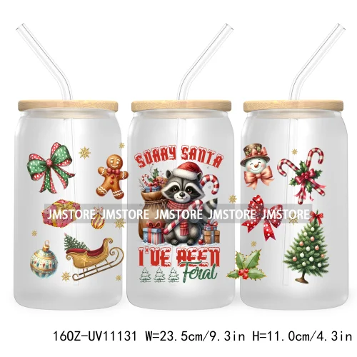 Just A Girl Who Loves Christmas UV DTF Cup Wrap For Libbey Glass Can Transfer Stickers Waterproof Custom Labels Tis The Season