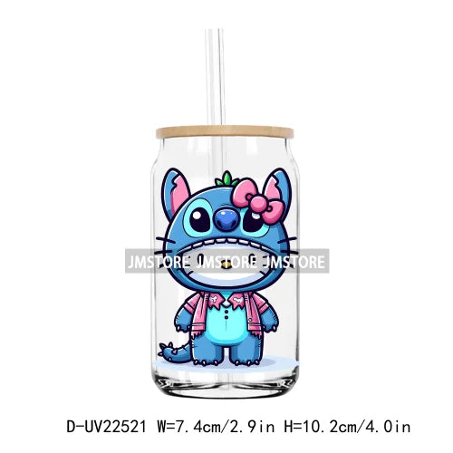 High Quality Costume Cartoon Blue Cat UV DTF Transfers Stickers Decals For Libbey Cold Cups Mugs Tumbler Waterproof DIY Craft